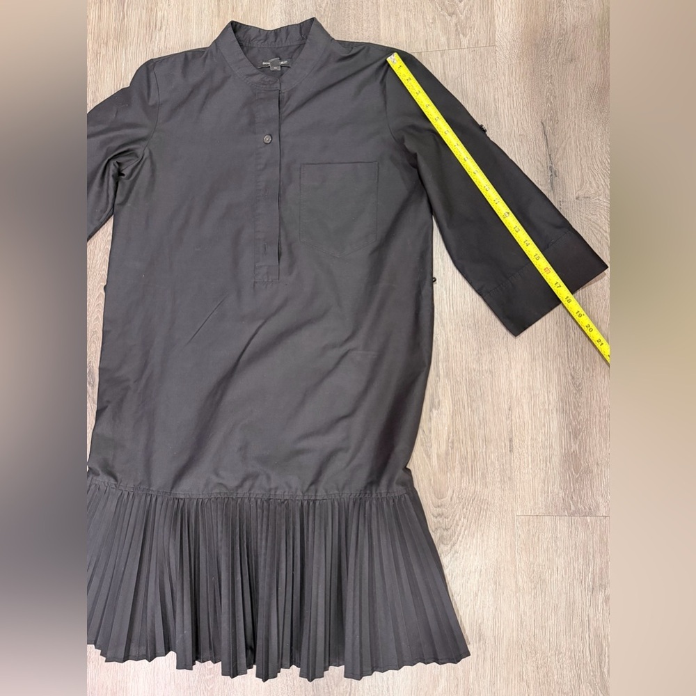 Banana Republic Black Pleated Hem Midi Shirt Dress - Picture 3 of 9
